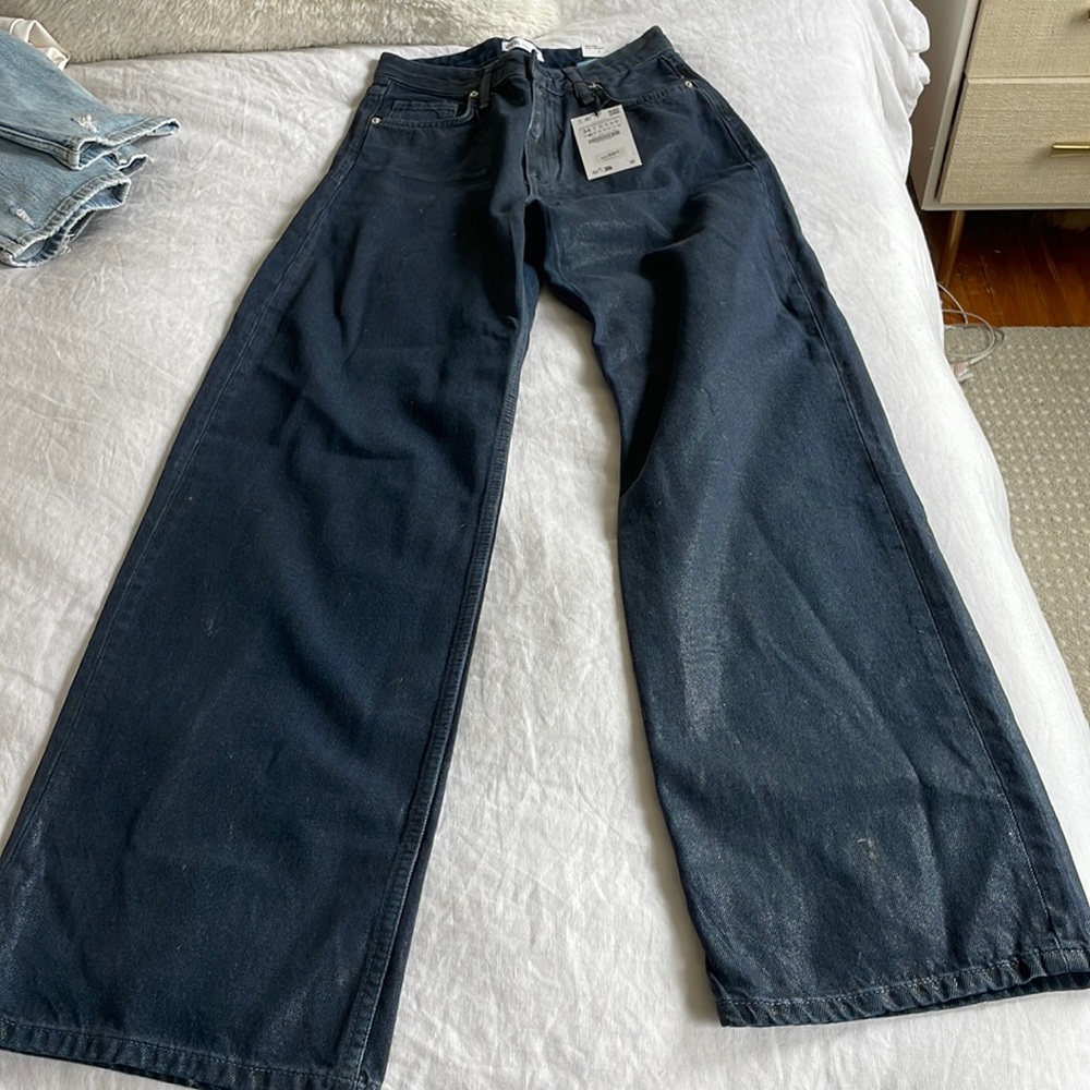 Zara waxed baggy wide leg